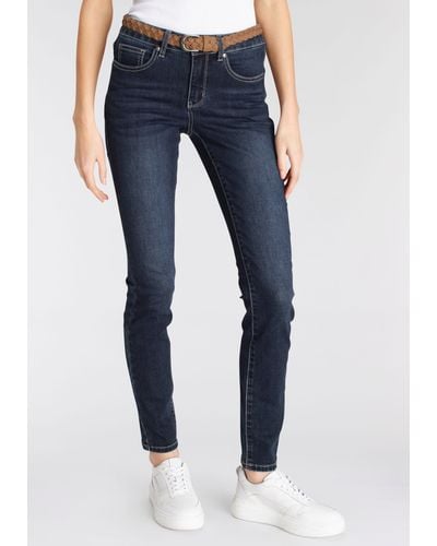 Delmao Slim-fit-Jeans (Set, 2-tlg., Gü) mit modischem Flechtgürtel ---NEUE MARKE! - Blau