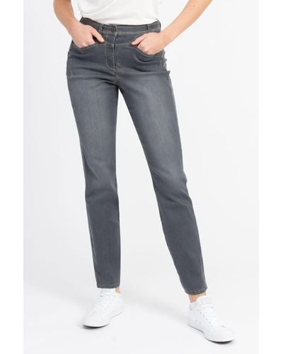 Recover Pants Straight-Jeans mit Reißverschluss und Knopf - Grau