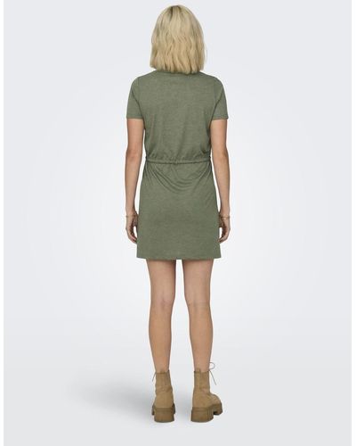 Jacqueline De Yong Shirtkleid Leichtes Stoff Sommer Kleid mit Bindeband (mini) 7602 in Grün