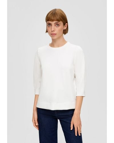 S.oliver 3/4-Arm-Shirt Scuba-Sweatshirt mit Falte - Weiß