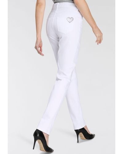 M·a·c Gerade Jeans Melanie-Heart Dekorative Nieten auf der hinteren Tasche - Weiß