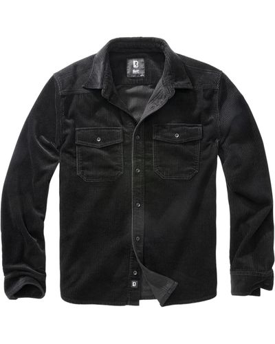 BRANDIT Langarmhemd Corduroy Classic Shirt Long Sleeve (1-tlg) - Schwarz