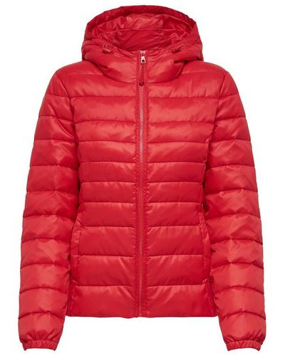 ONLY Blouson Leichte Slim Steppjacke ONLTAHOE Herbst Übergangsjacke mit Kapuze 3761 in Rot