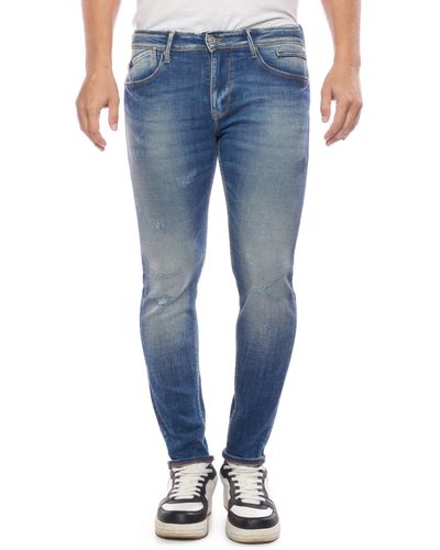 Le Temps Des Cerises Slim-fit-Jeans im lässigen Used-Look - Blau
