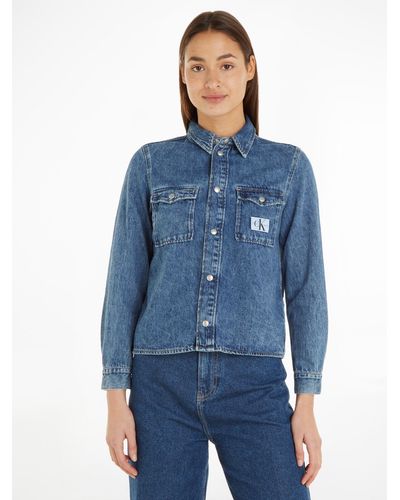 Calvin Klein Jeansbluse SLIM DENIM SHIRT - Blau