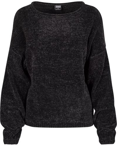 Urban Classics Rundhalspullover Ladies Oversize Chenille Sweater (1-tlg) - Schwarz