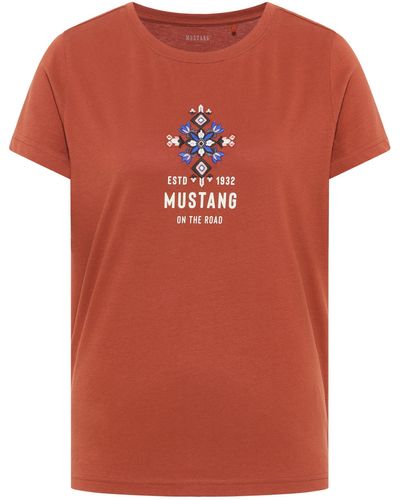Mustang Kurzarmshirt Print-Shirt - Orange