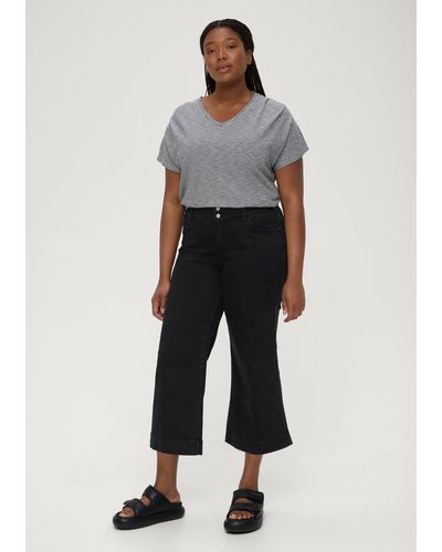 TRIANGL Stoffhose Jeans-Culotte / Regular Fit / Mid Rise / Wide Leg - Schwarz