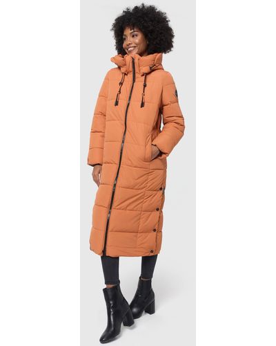 Marikoo Winterjacke Nadeshikoo XIV extra langer Winter Mantel gesteppt - Orange