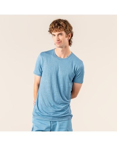 Living Crafts T-Shirt ANDY Leichter Leinen-Stoff für warme Tage - Blau