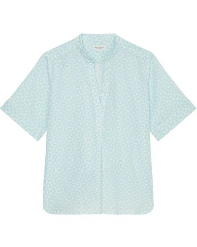 Marc O' Polo Klassische Bluse Short sleeve tunic, V-neck, feminin - Blau