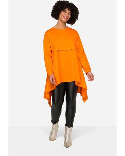 Angel of Style Sweatshirt A-Line Material-Mix Rundhals Langarm - Orange