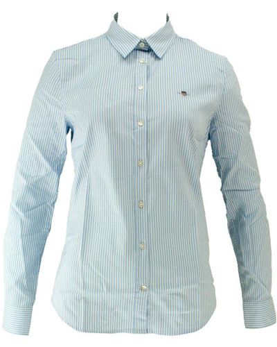 GANT Langarmbluse 4300216 gestreift Slim Stretch Oxford Striped Bluse - Blau