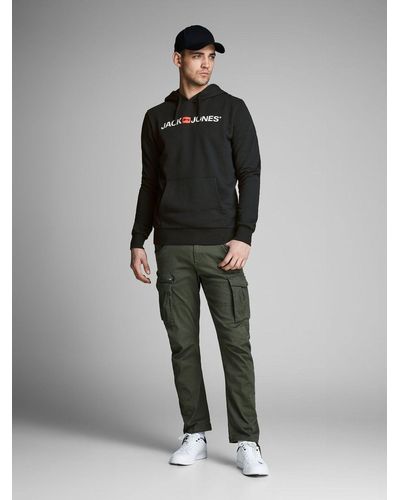 Jack & Jones Hoodie Corp Sweat Hood Kapuzen Sweatshirt Jumper Reg Fit (1-tlg) 3477 in Schwarz