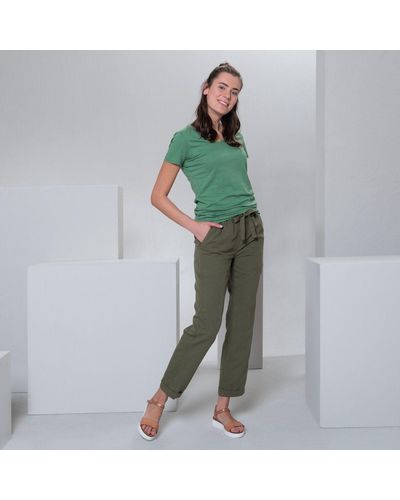 Living Crafts Jerseyhose GILL Elastischer Bund mit schicken Raffungen - Grün