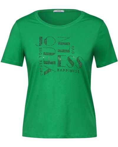 Cecil Kurzarmshirt EOS_Wording FP T-Shirt - Grün