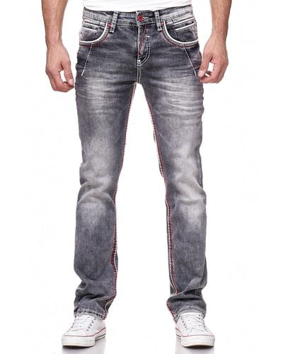 Rusty Neal Straight-Jeans NEW YORK 45 mit trendigen Kontrastnähten - Blau