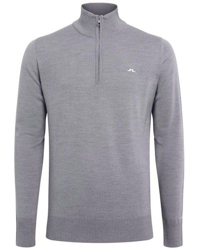 J.Lindeberg . Trainingspullover Kian Zipped Golf Sweater Grey Melange - Grau