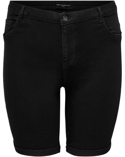 Only Carmakoma Jeansshorts Plus Size Denim Jeans Shorts Kurze Stretch Bermuda Hose CARTHUNDER 4956 in Schwarz