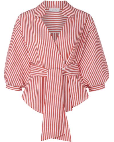 Rich & Royal Klassische Bluse Striped blouse with puffed sleeves - Pink