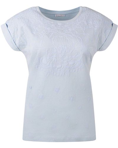 modee Kurzarmshirt Meltemi mit plastischem Blütenprint - Blau