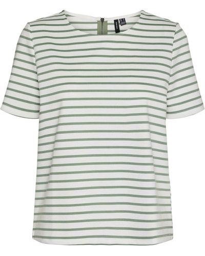 Vero Moda T- Rundhals Blusen Shirt mit Zip-Fly Design Halb Arm 7063 in Grün