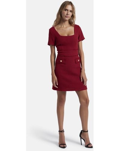 Nicowa A-Linien-Kleid VANTREA aus italienischem Boucle-Stoff - Rot