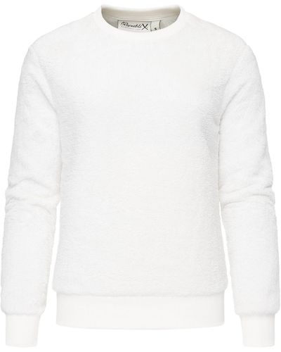 REPUBLIX Sweatshirt LUNA Teddy Pulli Sweatjacke Plüsch Hoodie Pullover - Weiß