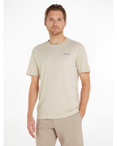 Calvin Klein T-Shirt Micro Logo aus dickem Winterjersey - Weiß