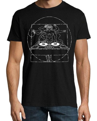 Youth Designz Print- Da Vinci DJ T-Shirt mit lustigen Logo - Schwarz