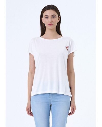 Miracle of Denim T-Shirt mit Backprint - Viskoseshirt - Kolibri-Print - Weiß