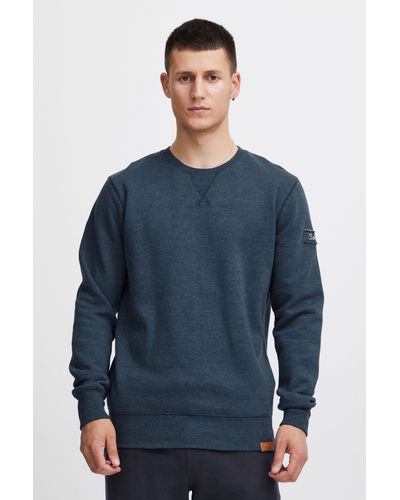 Solid Sweatshirt SDTrip O-Neck Sweatpullover mit Fleece-Innenseite - Blau
