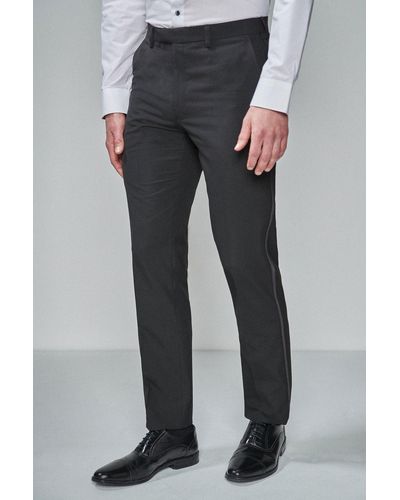 Next Anzughose Tuxedo Trousers With Contrast Tape Detail (1-tlg) - Grau