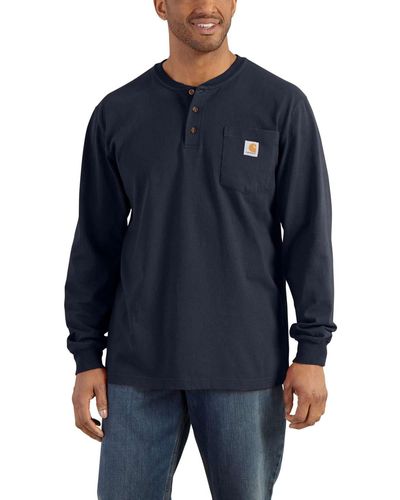 Carhartt Henleyshirt Pocket Henley Shirt K128 (1-tlg) - Blau