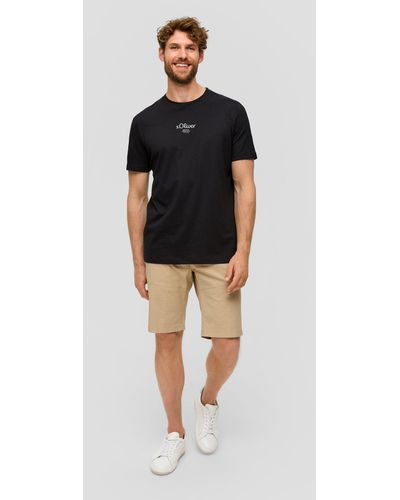S.oliver Bermudas Chino-Shorts aus Baumwollstretch mit Straight Leg - Schwarz