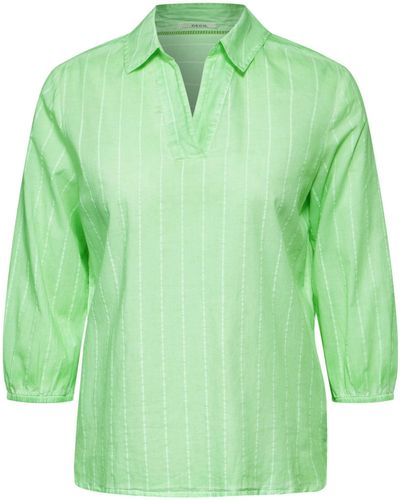 Cecil Klassische Bluse TOS Washed Stripe Blouse - Grün