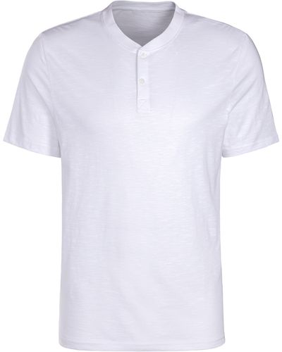 H.i.s. Henleyshirt Kurzarmshirt mit Henleykragen, strukturierte Baumwolle - Weiß