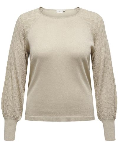 Only Carmakoma Sweatshirt CARHELGA LS GLITTER O-NECK KNT - Natur