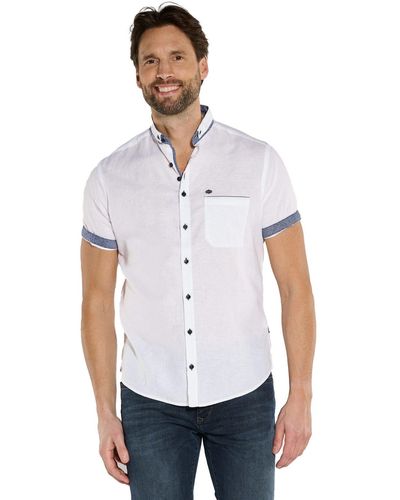Engbers Kurzarmhemd Kurzarm-Hemd mit Leinenanteil - Weiß