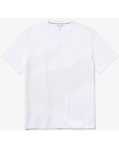 Lacoste T-Shirt Kurzarmshirt mit Runhalsausschnitt - Weiß