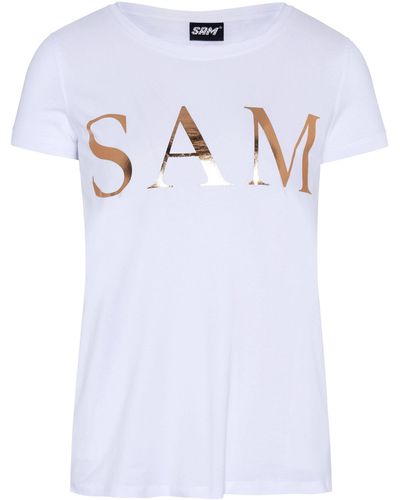 Uncle Sam Print-Shirt mit Frontprint in Glanz-Optik - Weiß