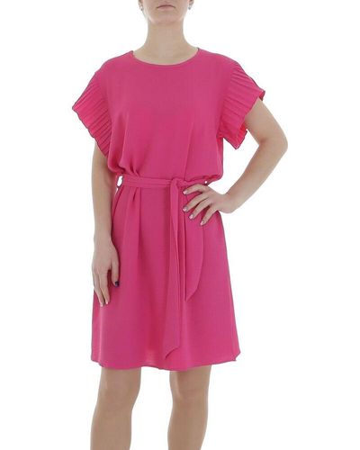 Ital-Design Sommerkleid Freizeit (86164425) Kreppoptik/gesmokt Minikleid in Pink