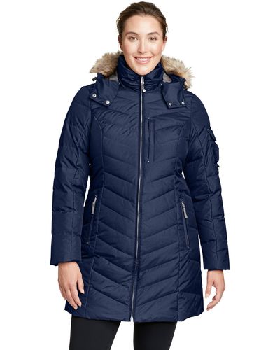 Eddie Bauer Daunenmantel Sun Valley Parka mit Fellimitat - Blau