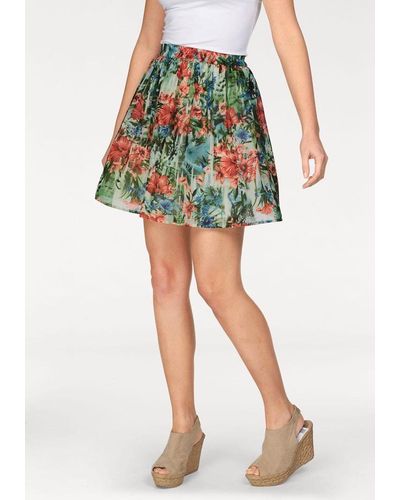 YESET Chiffonrock Rock Mini Skirt Minirock Blumen-Muster Bunt 443503 - Grün