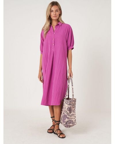 Repeat Cashmere Klassische Bluse Dress - Pink