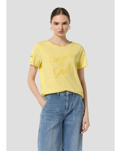 comma casual identity Kurzarmshirt T-Shirt mit Logo- auf den Schultern Tape - Gelb