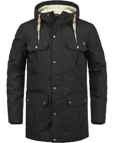 Solid Winterjacke SDChara warme Jacke mit Teddyfutter in der Kapuze und im Oberkörperbereich - Schwarz