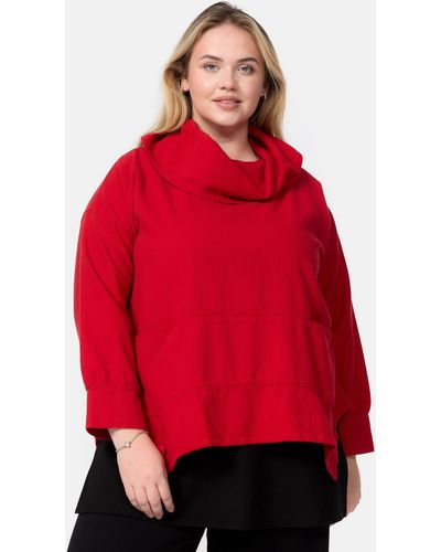 Kekoo Tunikashirt A-Linie Cord-Shirt mit Schalkragen 'Sienna' - Rot