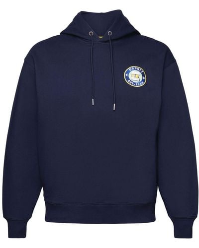 Esprit Sweatshirt Logo-Hoodie aus Baumwolle (1-tlg) - Blau