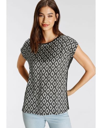 Tamaris Shirtbluse mit trendigem Print - Grau